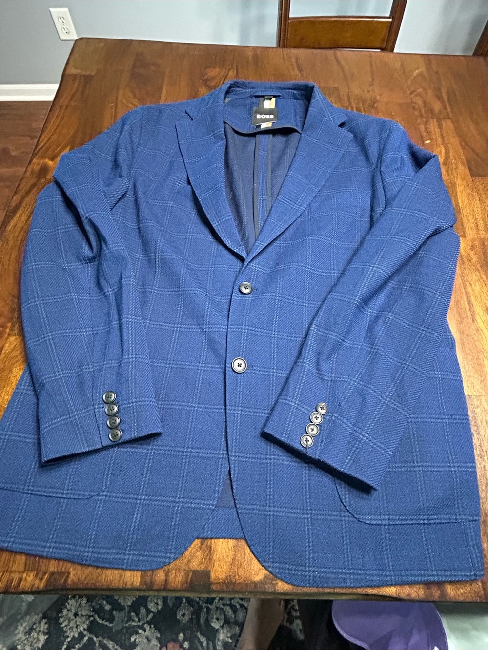 Hugo Boss Lightweight Blue Plaid Hanry Blazer Men’s Size 46R
